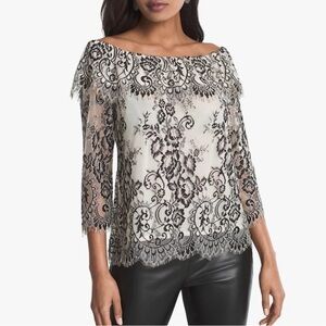 White House Black Market Off-Shoulder Lace Top — Size Small